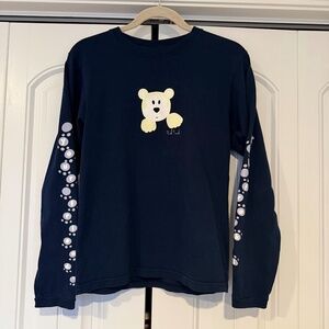 RARE Vintage Paul Frank T Shirt Blue Long Sleeve Bear Logo Y2K